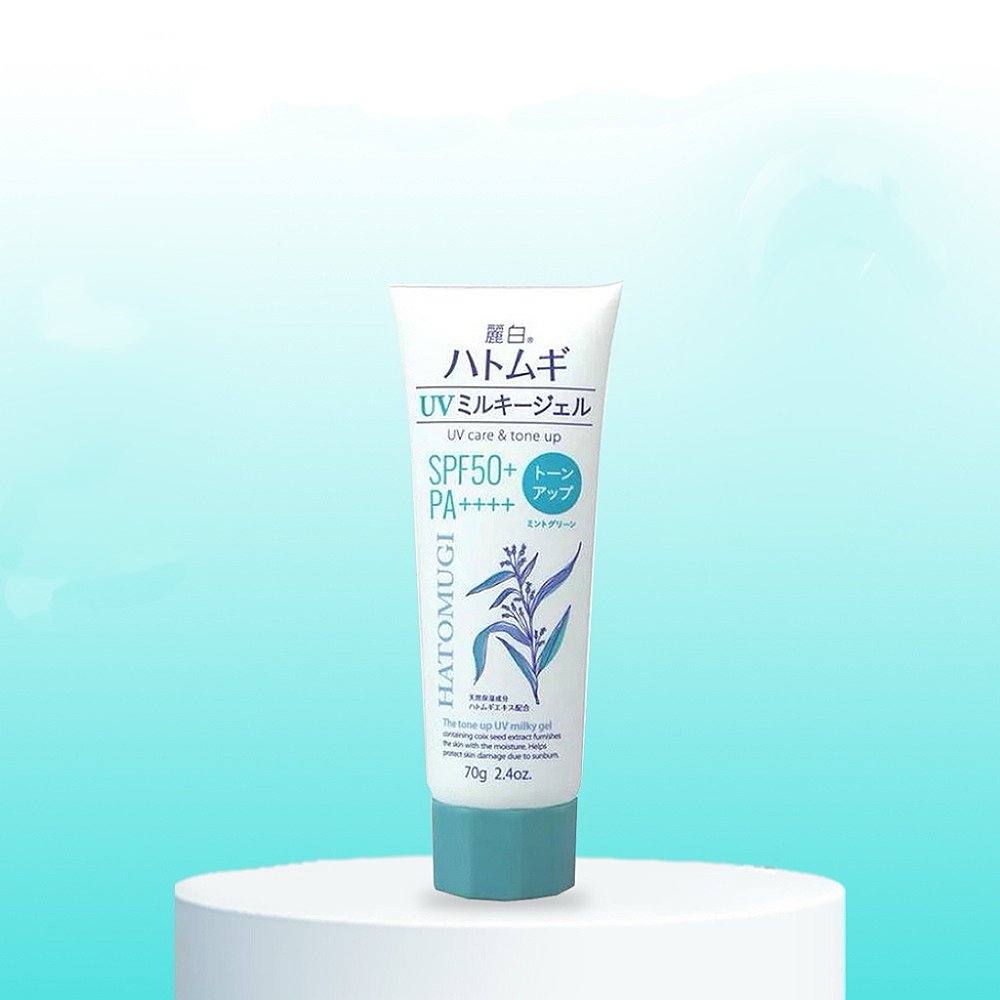 Hatomugi the tone up UV milky gel Mint green